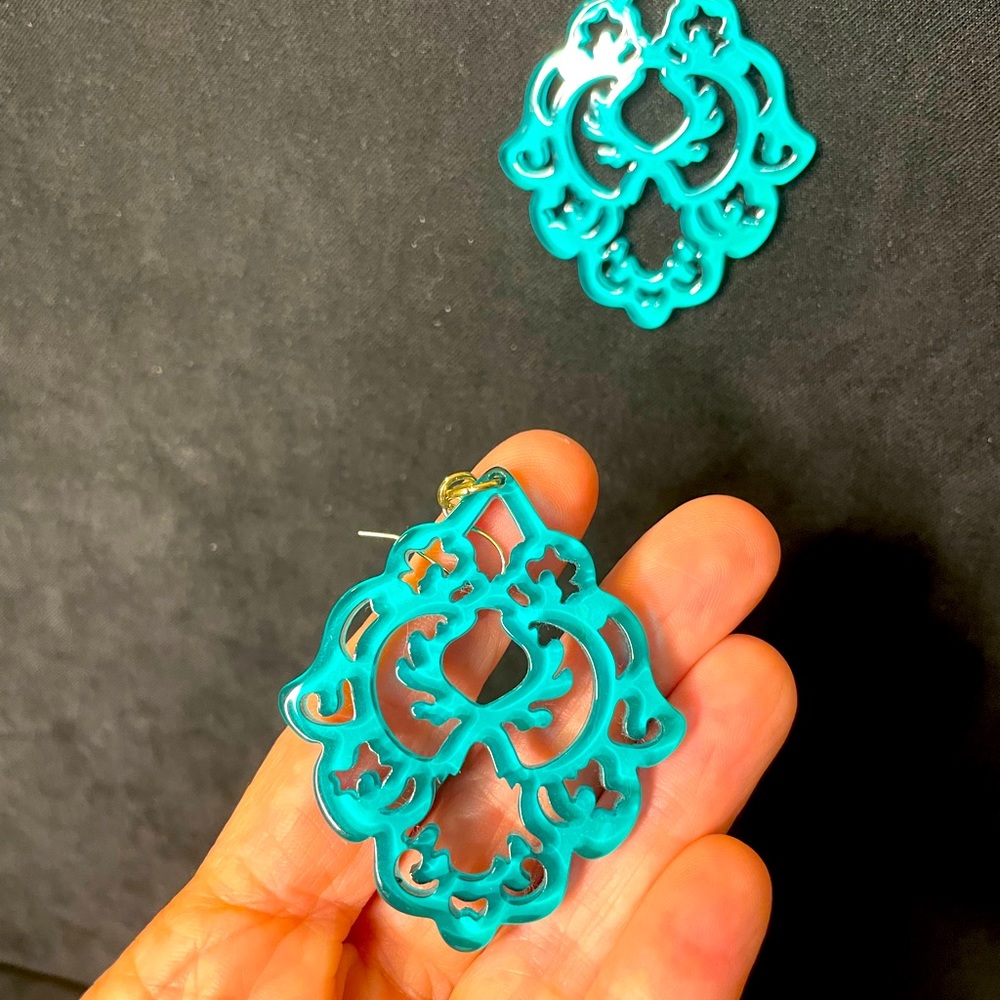 Striking teal resin earrings